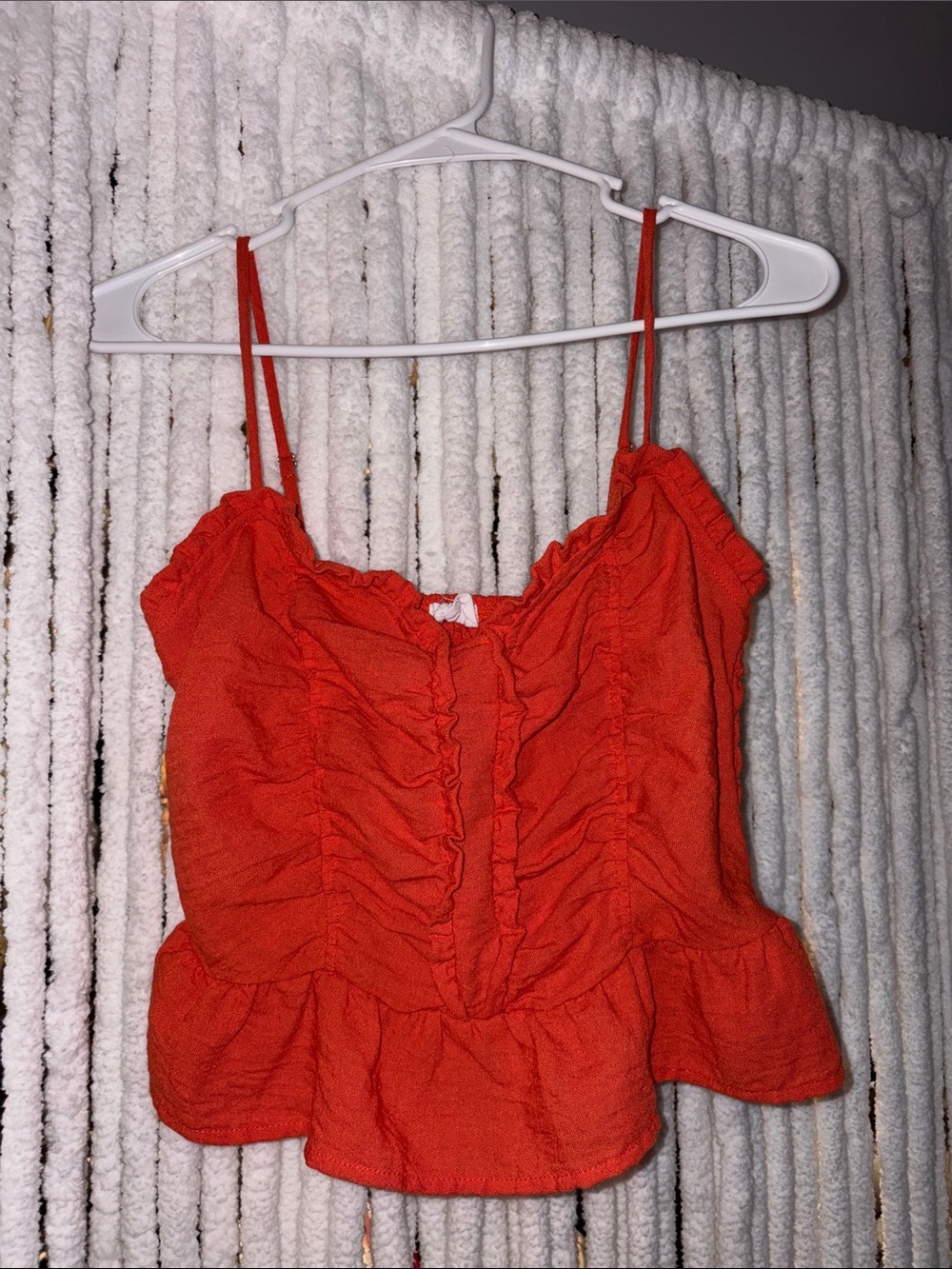 Sienna Sky Orange Ruffle Peplum Cami